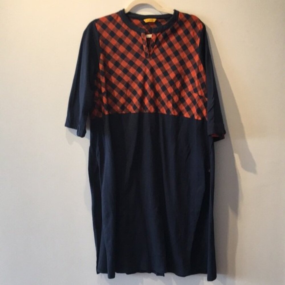 Aurelia XXL Kurta Blue Red Plaid Winter Indian Attire 100% Cotton